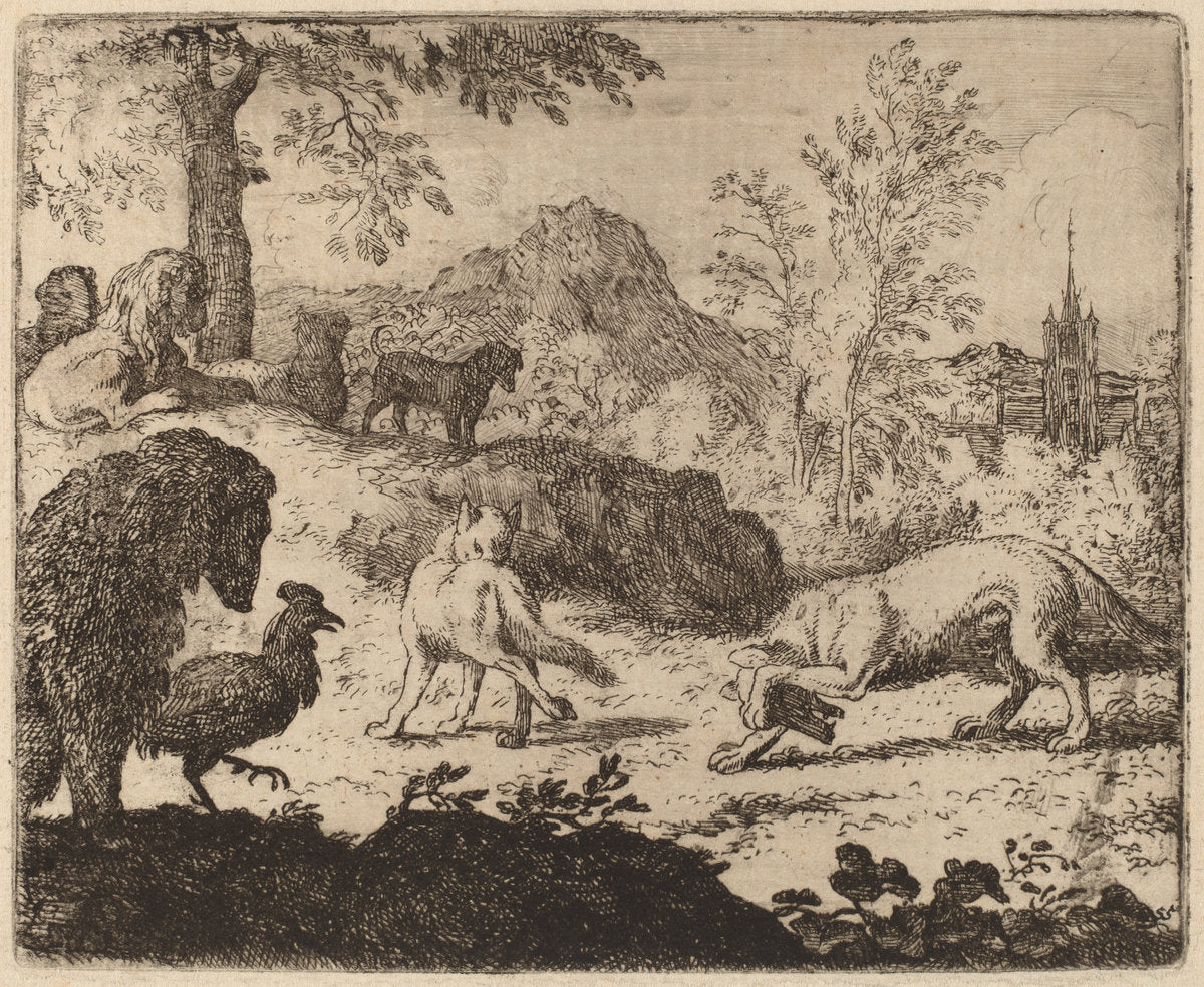 Reynard Blinds the Wolf in One Eye by Allart van Everdingen (Dutch, 1621 - 1675), 16X12"(A3)Poster Print