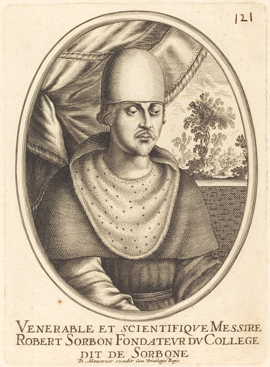 Robert de Sorbon by Balthasar Moncornet (French, c. 1600 - 1668), 16X12"(A3)Poster Print