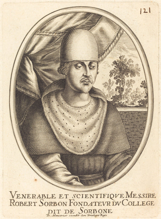 Robert de Sorbon by Balthasar Moncornet (French, c. 1600 - 1668), 16X12"(A3)Poster Print
