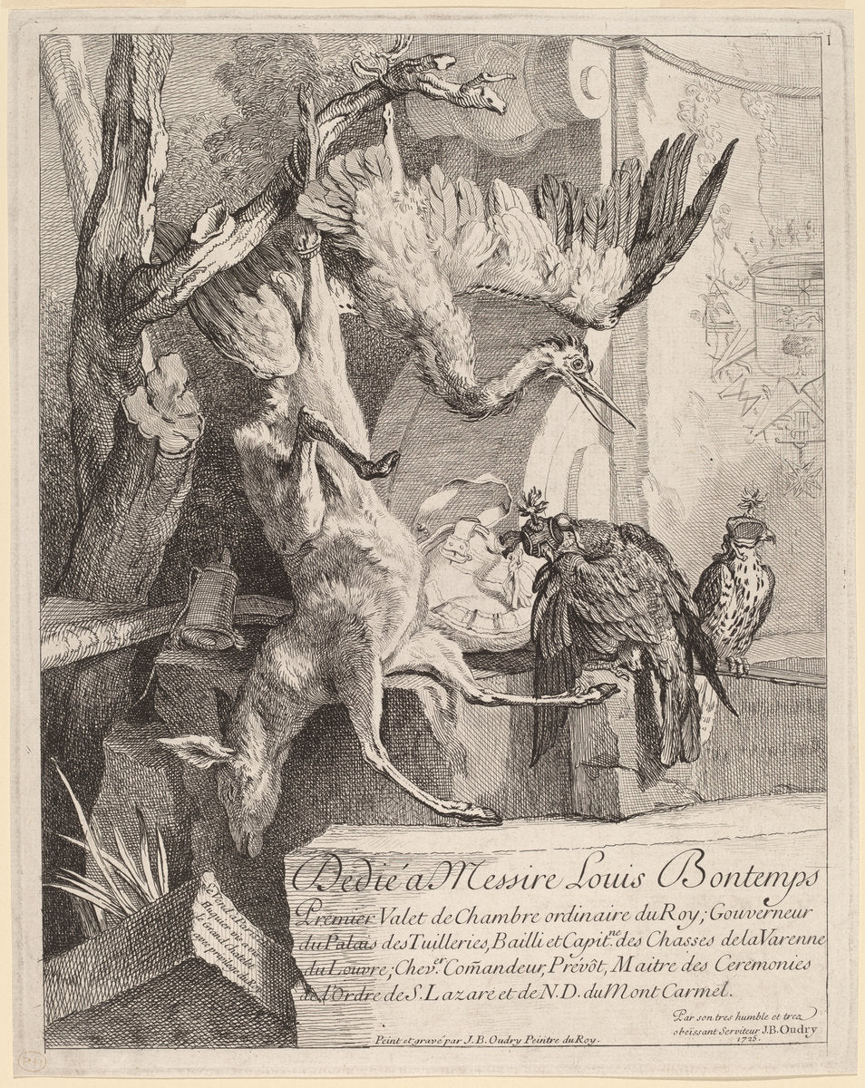 Frontispiece by Jean-Baptiste Oudry (French, 1686 - 1755), 16X12"(A3)Poster Print