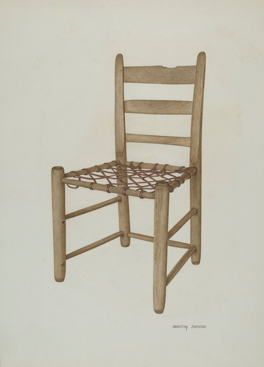 Braided Rawhide Bottom Chair by Dorothy Johnson (American, active c. 1935), 16X12"(A3)Poster Print