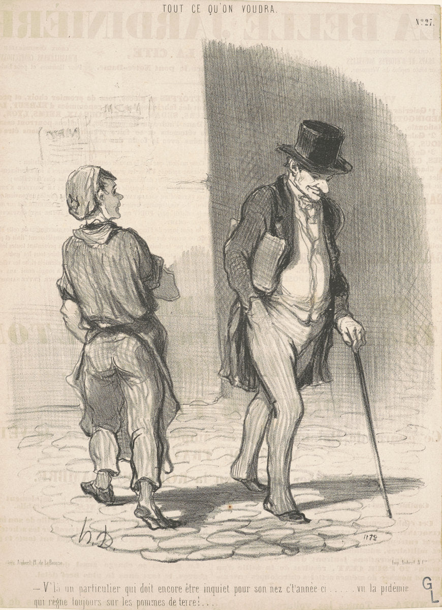 V'la un particulier qui doit ...être inquiet ... by Honoré Daumier (French, 1808 - 1879), 16X12"(A3)Poster Print