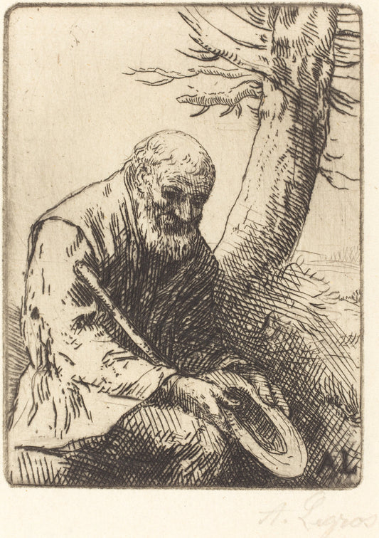 Beggar with Hat in Hand (Mendiant avec son chapeau a la main) by Alphonse Legros (French, 1837 - 1911), 16X12"(A3)Poster Print