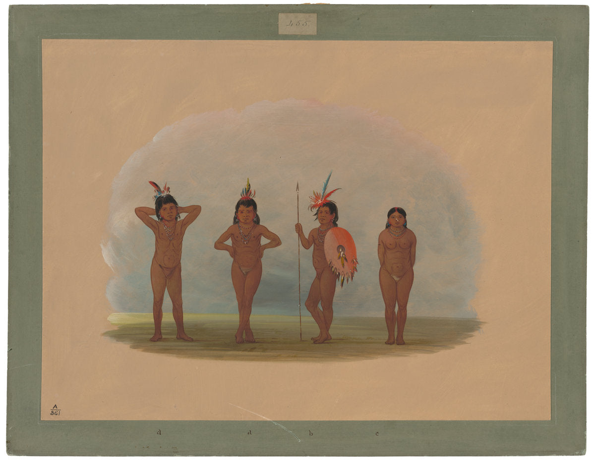 Four Zurumati Children by George Catlin (American, 1796 - 1872), 16X12"(A3)Poster Print