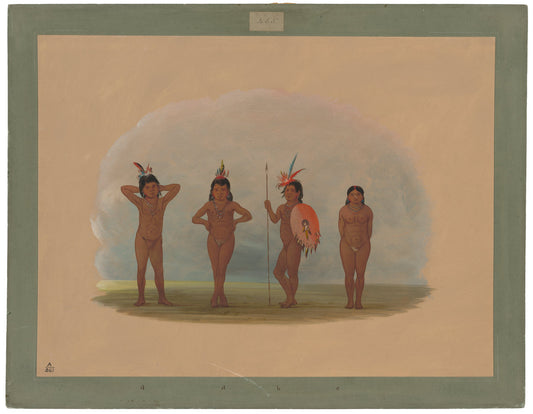 Four Zurumati Children by George Catlin (American, 1796 - 1872), 16X12"(A3)Poster Print
