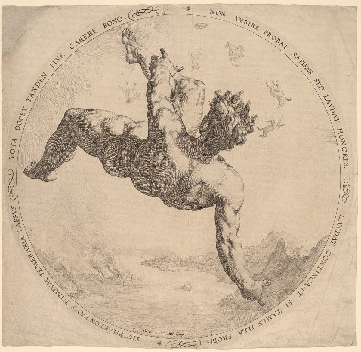 Phaeton by Hendrik Goltzius, after Cornelis Cornelisz van Haarlem (Dutch, 1558 - 1617), 16X12"(A3)Poster Print