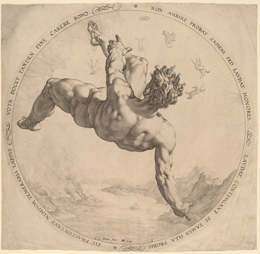 Phaeton by Hendrik Goltzius, after Cornelis Cornelisz van Haarlem (Dutch, 1558 - 1617), 16X12"(A3)Poster Print
