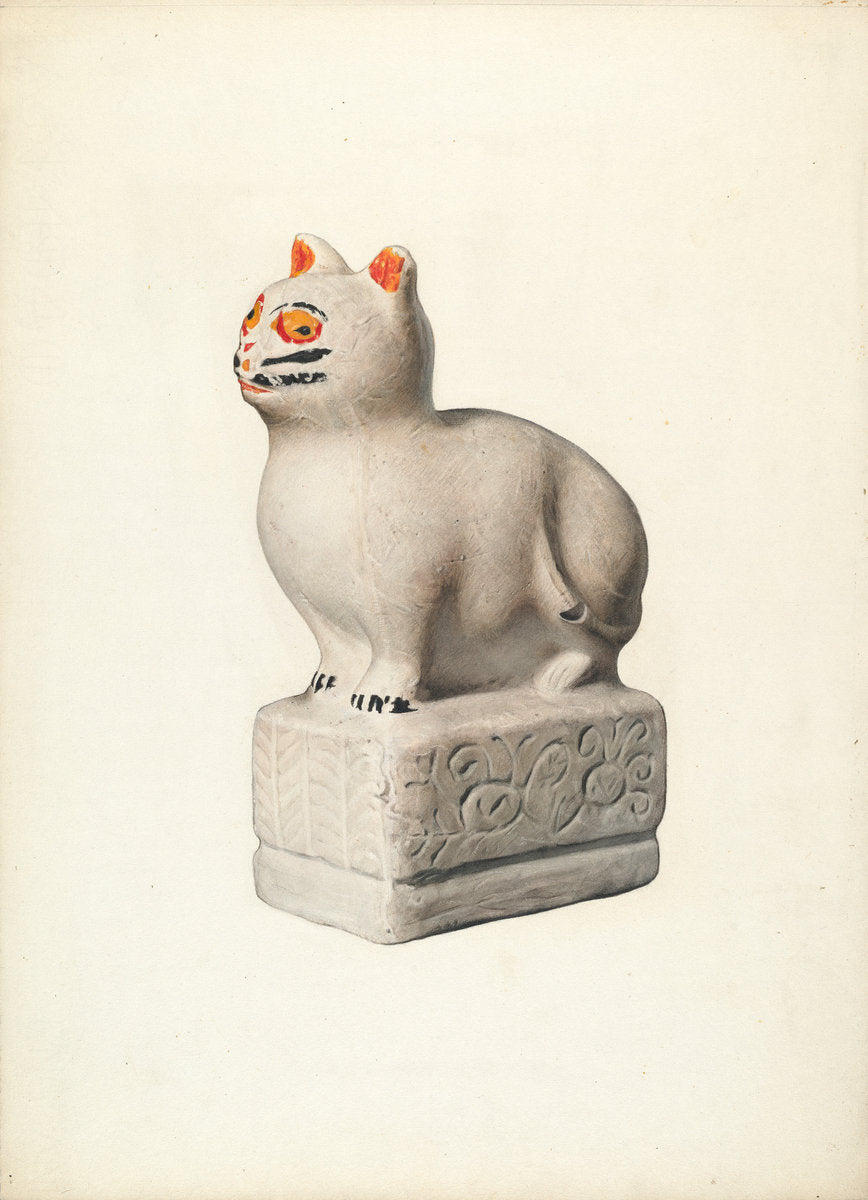 Chalkware Cat by Gertrude Koch (American, active c. 1935), 16X12"(A3)Poster Print