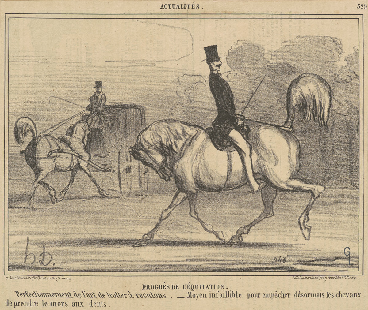 Progrès de l'équitation by Honoré Daumier (French, 1808 - 1879), 16X12"(A3)Poster Print