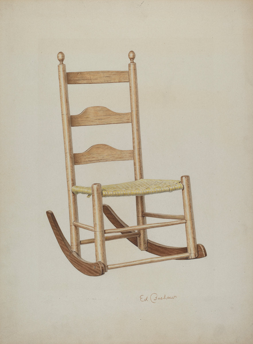 Rocking Chair by Edward Bashaw (American, active c. 1935), 16X12"(A3)Poster Print