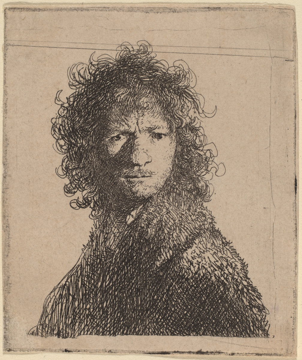 Self-Portrait, Frowning by Rembrandt van Rijn (Dutch, 1606 - 1669), 16X12"(A3)Poster Print