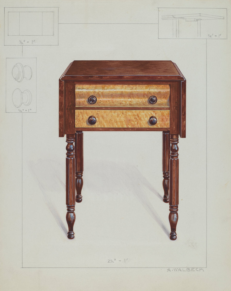 Dropleaf Table by Alfred Walbeck (American, active c. 1935), 16X12"(A3)Poster Print