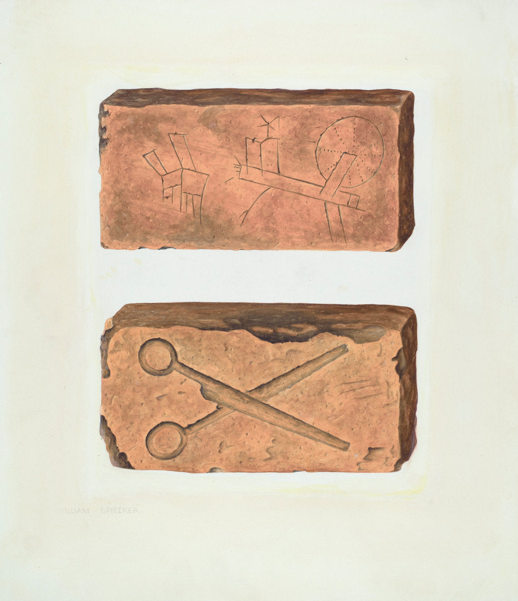 Bishop Hill: Building Bricks by William Spiecker (American, active c. 1935), 16X12"(A3)Poster Print