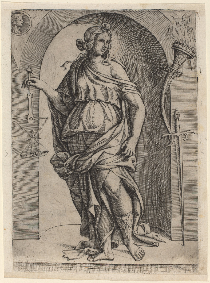 Justice by Master I.I.CA (Italian, active c. 1500/1520), 16X12"(A3)Poster Print