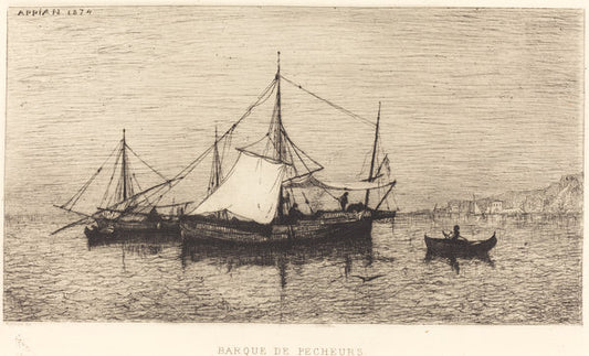Barque de Pecheurs by Adolphe Appian (French, 1818 - 1898), 16X12"(A3)Poster Print