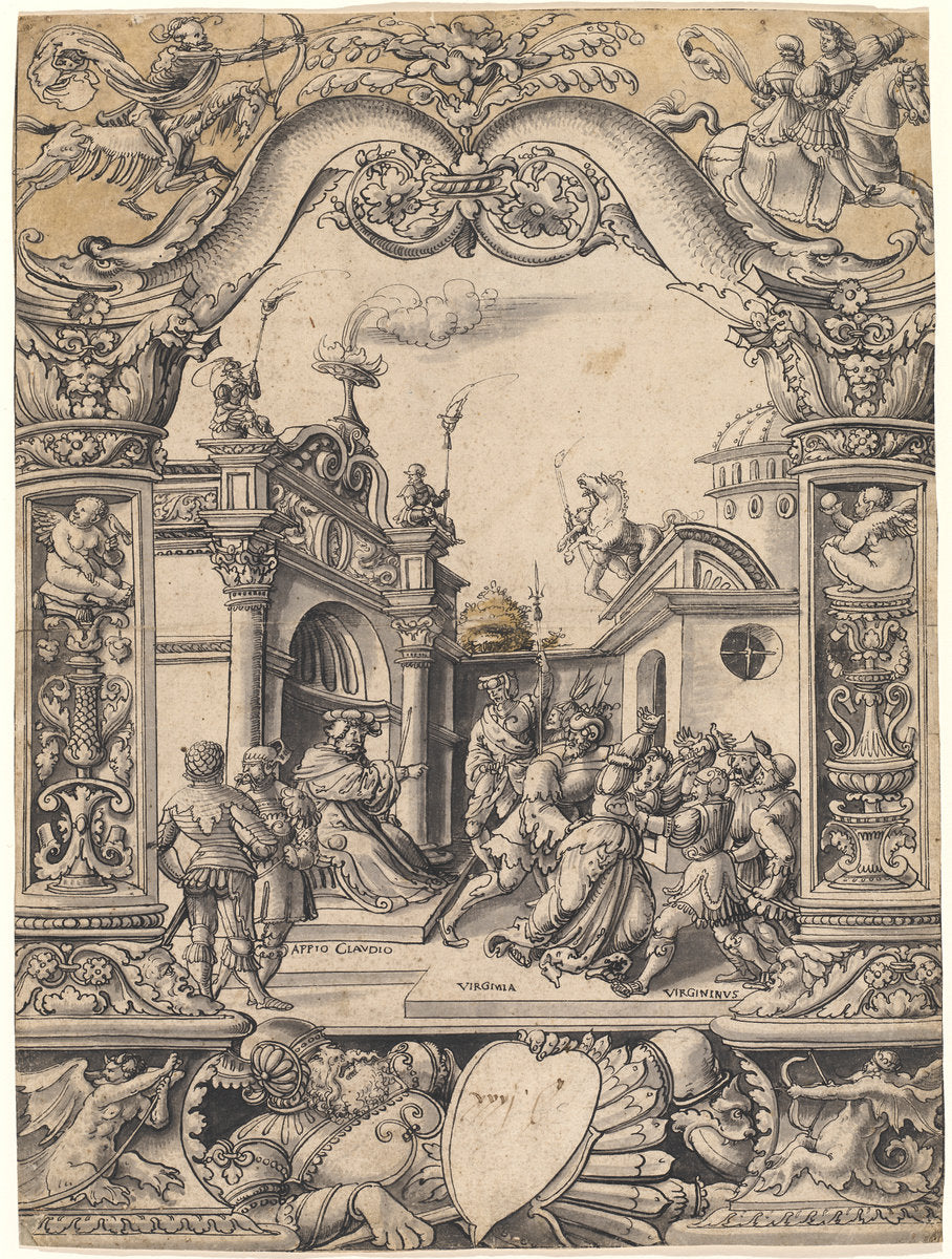 The Death of Virginia by Christoph Bockstorfer (German, 1490 - 1553), 16X12"(A3)Poster Print