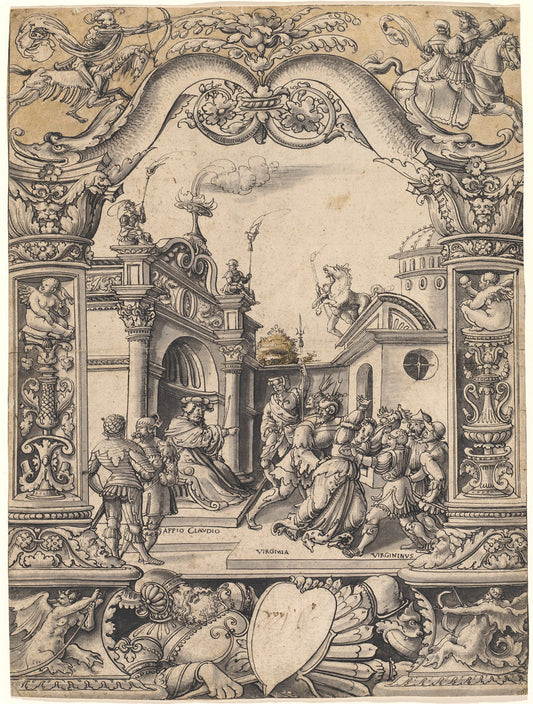 The Death of Virginia by Christoph Bockstorfer (German, 1490 - 1553), 16X12"(A3)Poster Print