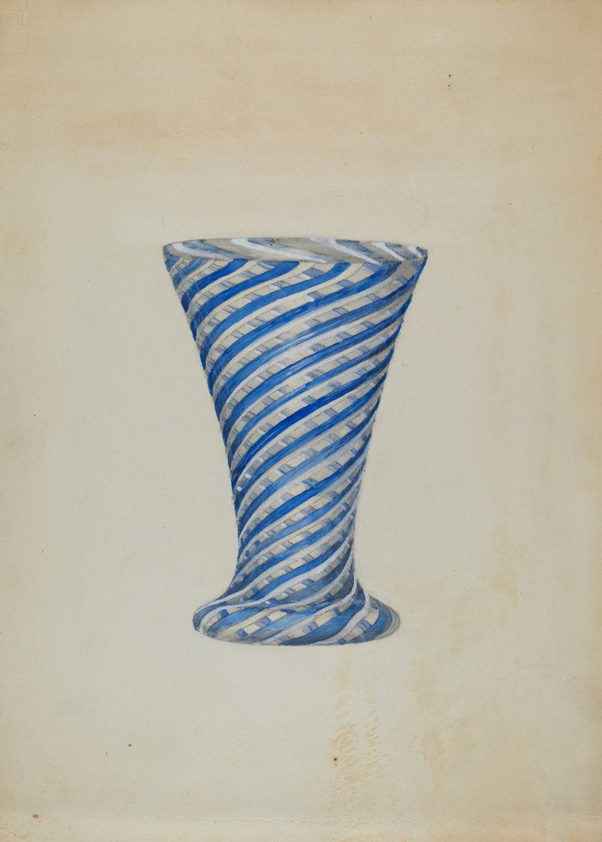 Vase (Blue and White) by Albert Eyth (American, active c. 1935), 16X12"(A3)Poster Print