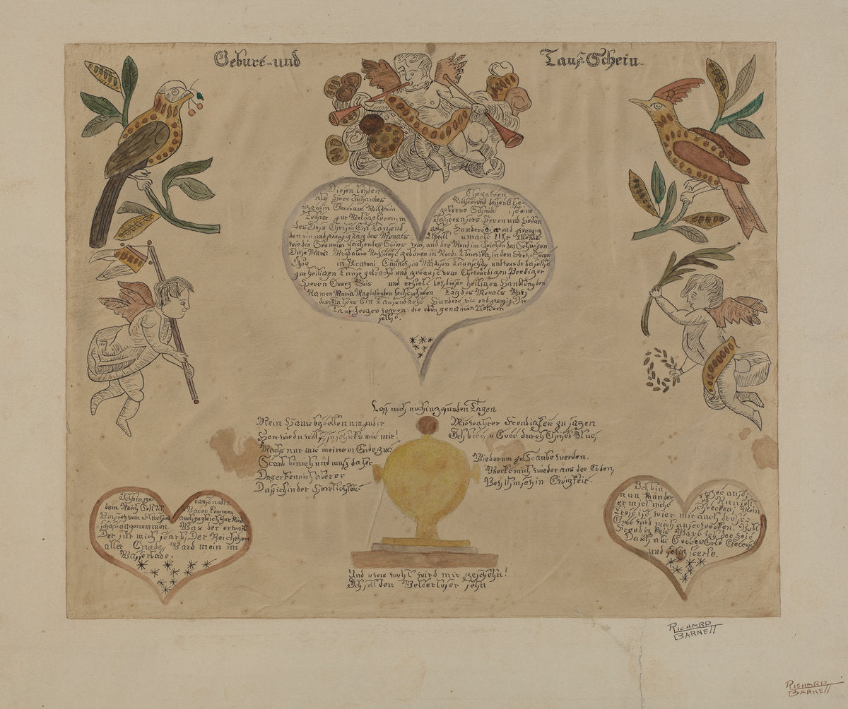 Fraktur by Richard Barnett (American, active c. 1935), 16X12"(A3)Poster Print