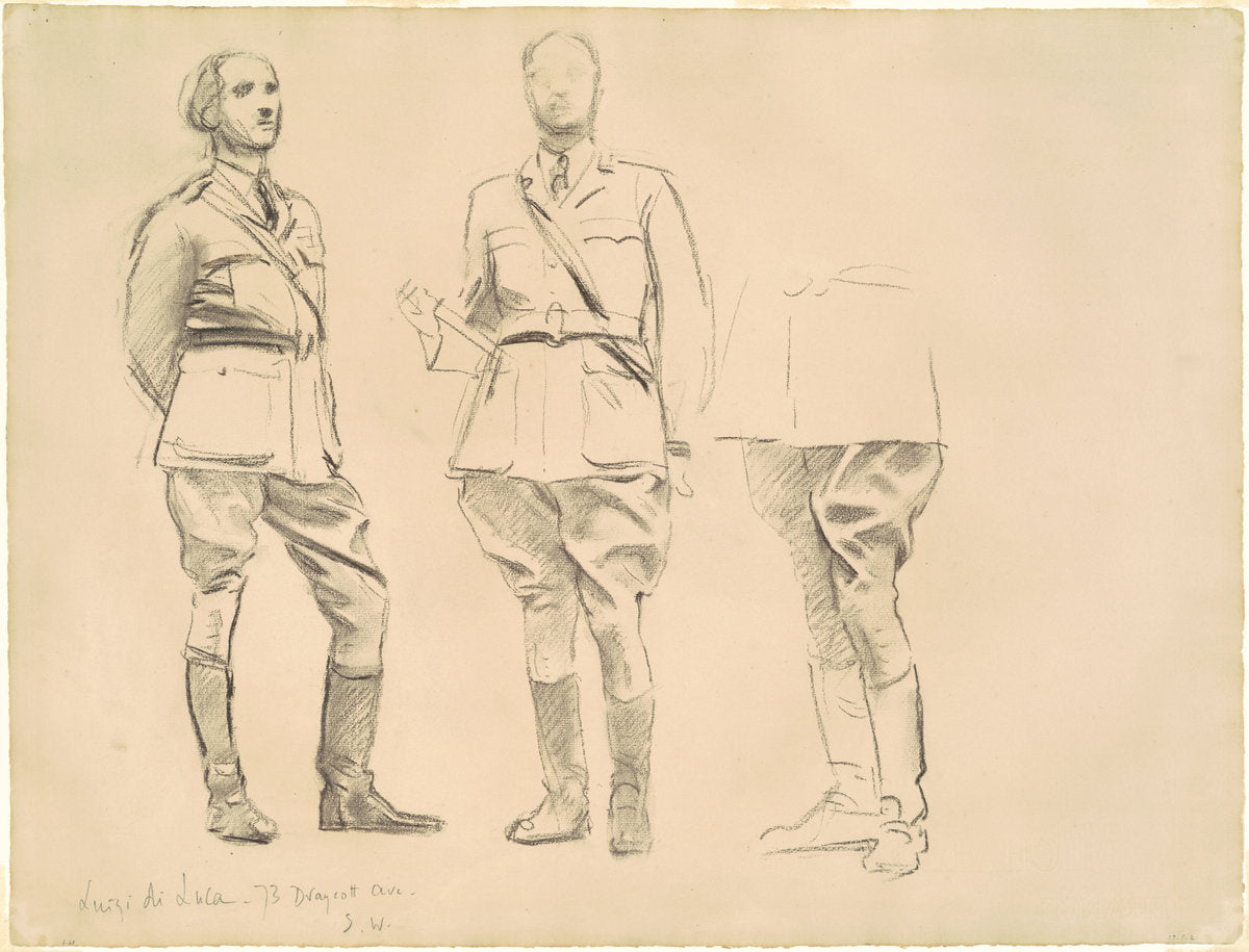 Studies for "General Officers of World War I" by John Singer Sargent (American, 1856 - 1925), 16X12"(A3)Poster Print