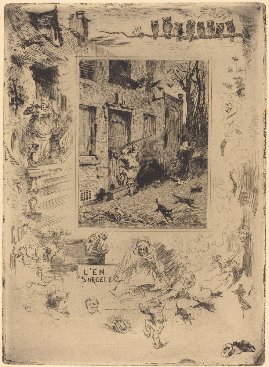 La Maison Maudite (The House of the Damned) by Félix-Hilaire Buhot (French, 1847 - 1898), 16X12"(A3)Poster Print