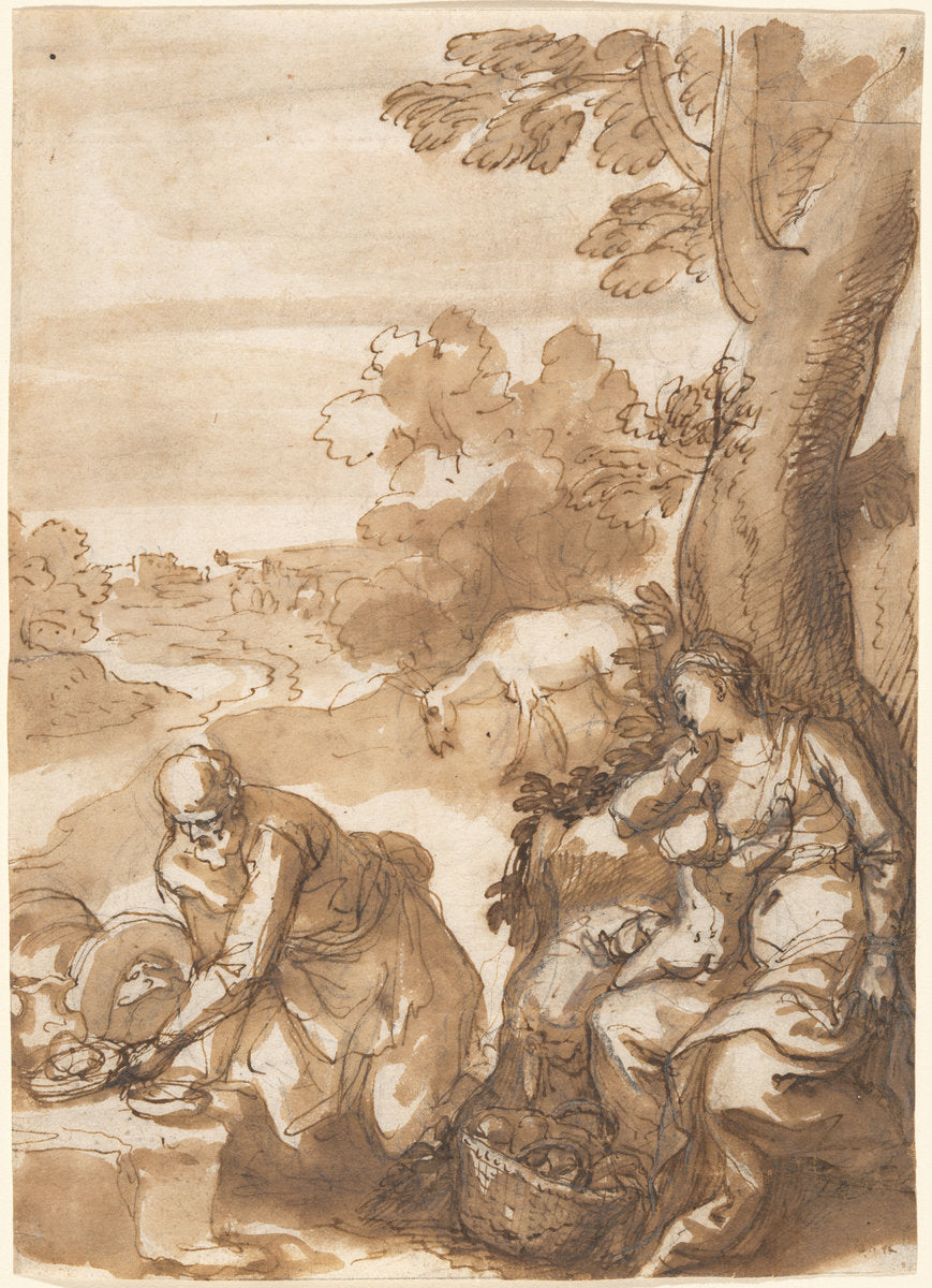 Rest on the Flight into Egypt by Hans Rottenhammer (German, 1564 - 1625), 16X12"(A3)Poster Print