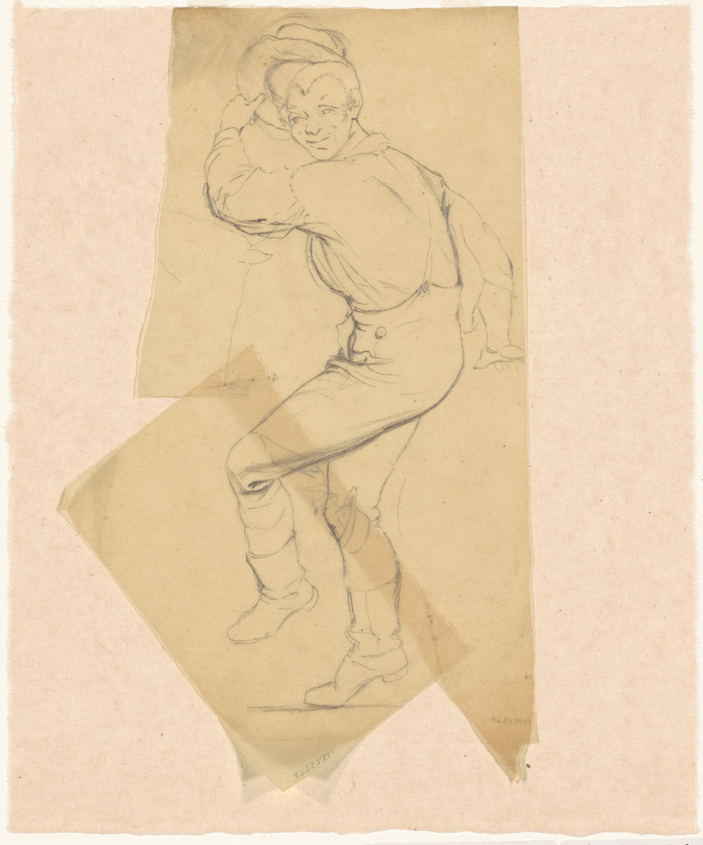 Studies for "Dance on a Stone Boat" and "In the Cornfield" by James Goodwyn Clonney (American, 1812 - 1867), 16X12"(A3)Poster Print