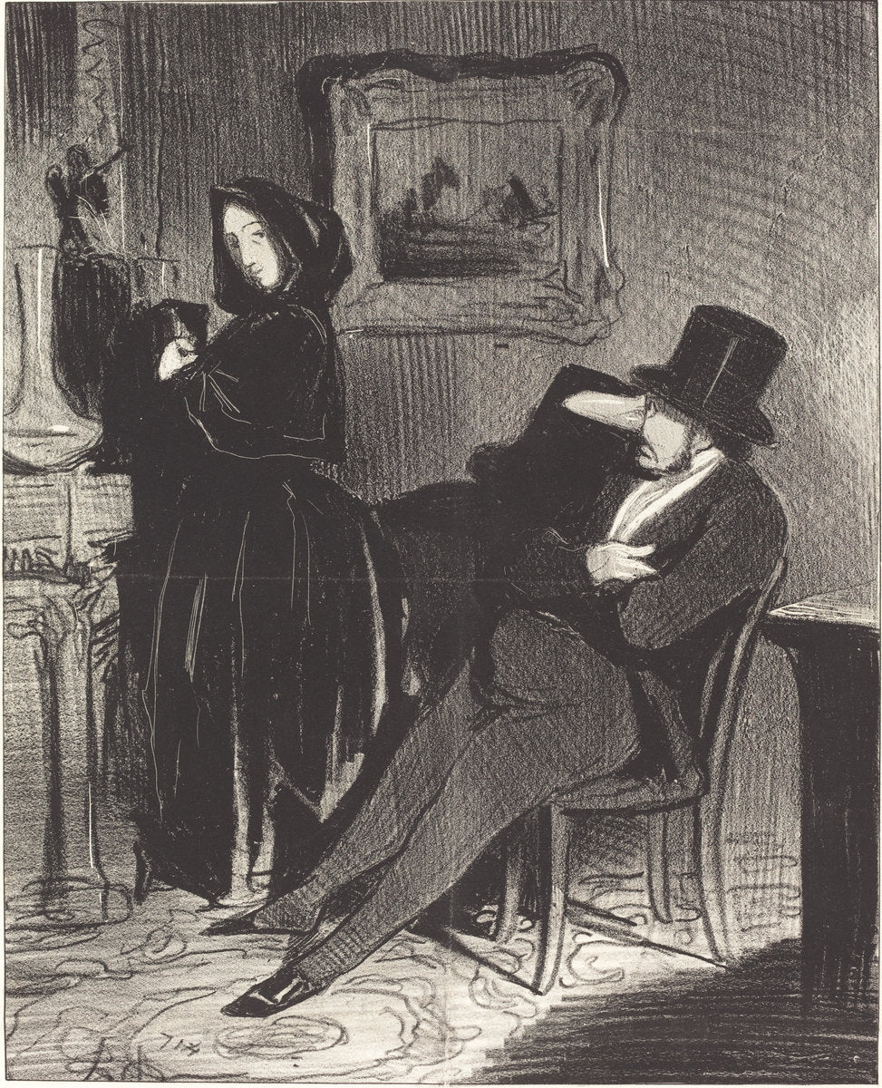 Plus souvent que je te conduirai... au bal... by Honoré Daumier (French, 1808 - 1879), 16X12"(A3)Poster Print