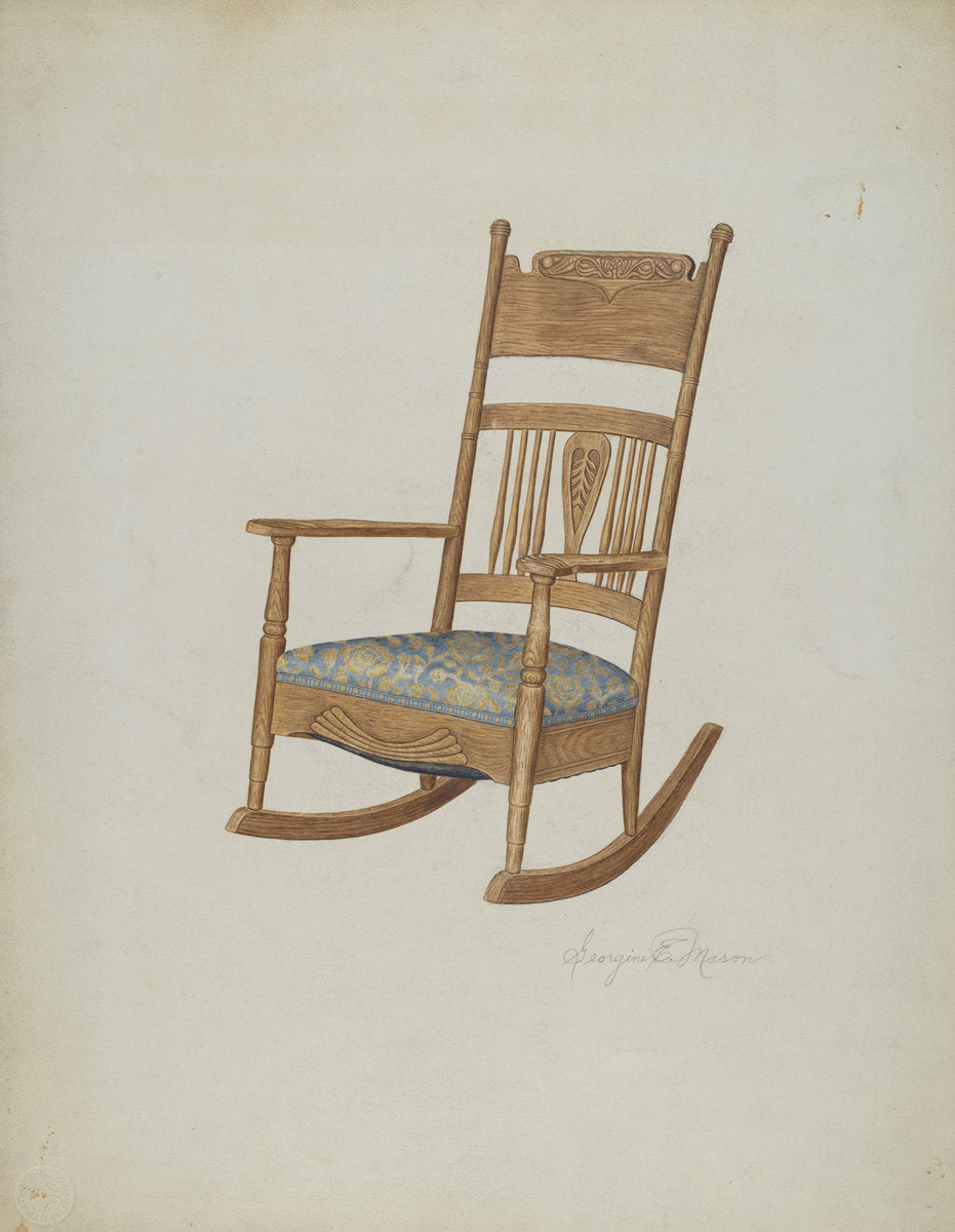 Rocking Armchair by Georgine E. Mason (American, active c. 1935), 16X12"(A3)Poster Print