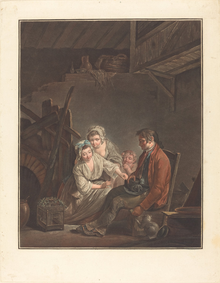 L'oisseau prive by Jean-François Janinet after Jean Jacques Lagrenée II (French, 1752 - 1814), 16X12"(A3)Poster Print