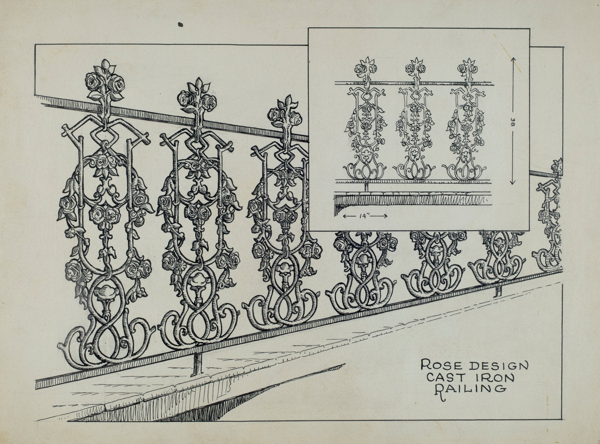 Cast Iron Balcony by Thomas Byrne (American, active c. 1935), 16X12"(A3)Poster Print