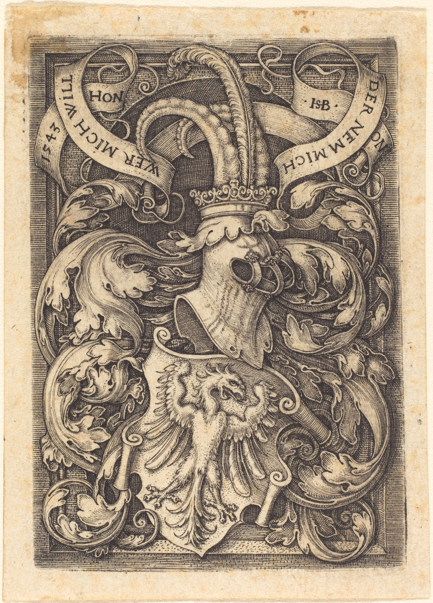 Coat of Arms with an Eagle by Sebald Beham (German, 1500 - 1550), 16X12"(A3)Poster Print