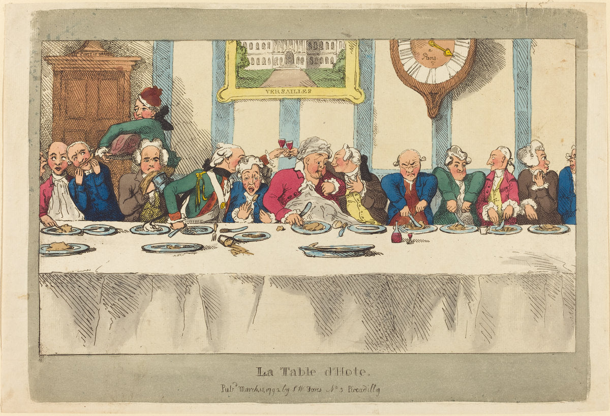 La Table d'Hote by Thomas Rowlandson (British, 1756 - 1827), 16X12"(A3)Poster Print