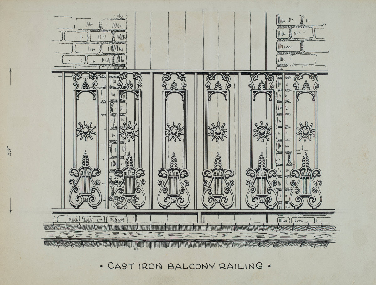 Cast Iron Balcony Railing by Ray Price (American, active c. 1935), 16X12"(A3)Poster Print
