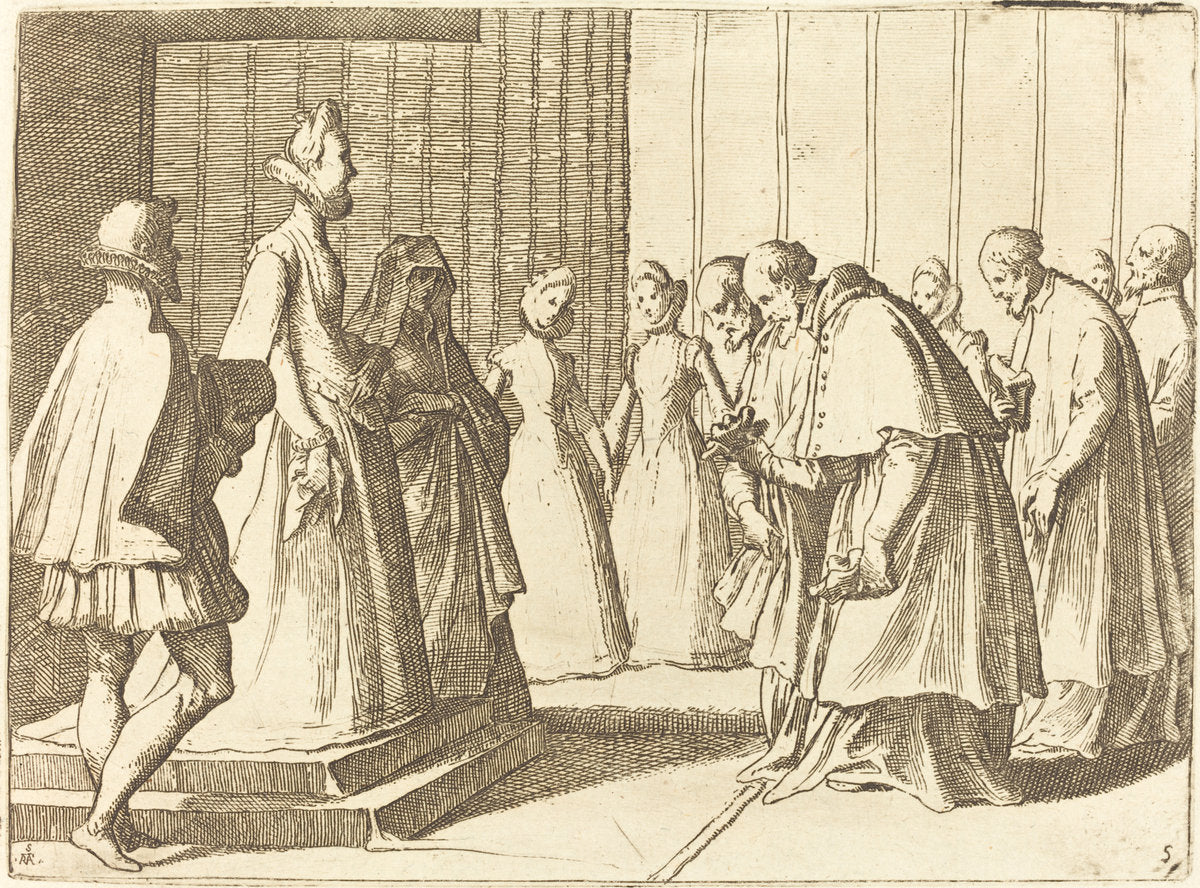 Margaret of Austria Receiving the Homage of Cardinals and Prelates by Raffaello Schiaminossi (Italian, 1572 - 1622), 16X12"(A3)Poster Print