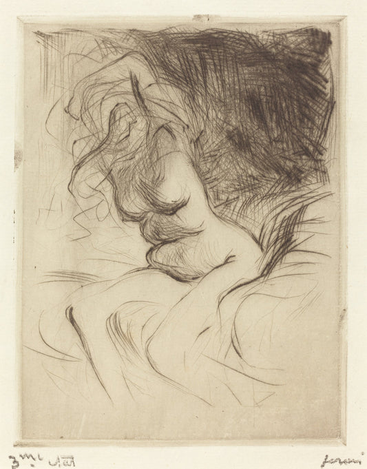 Woman Taking Off Her Chemise by Jean-Louis Forain (French, 1852 - 1931), 16X12"(A3)Poster Print
