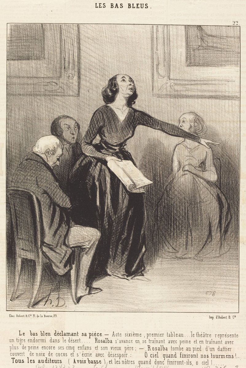 Le Bas-bleu déclamant sa pièce by Honoré Daumier (French, 1808 - 1879), 16X12"(A3)Poster Print