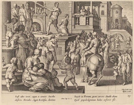 Beheading of Saint James by Philip Galle after Jan van der Straet (Flemish, 1537 - 1612), 16X12"(A3)Poster Print