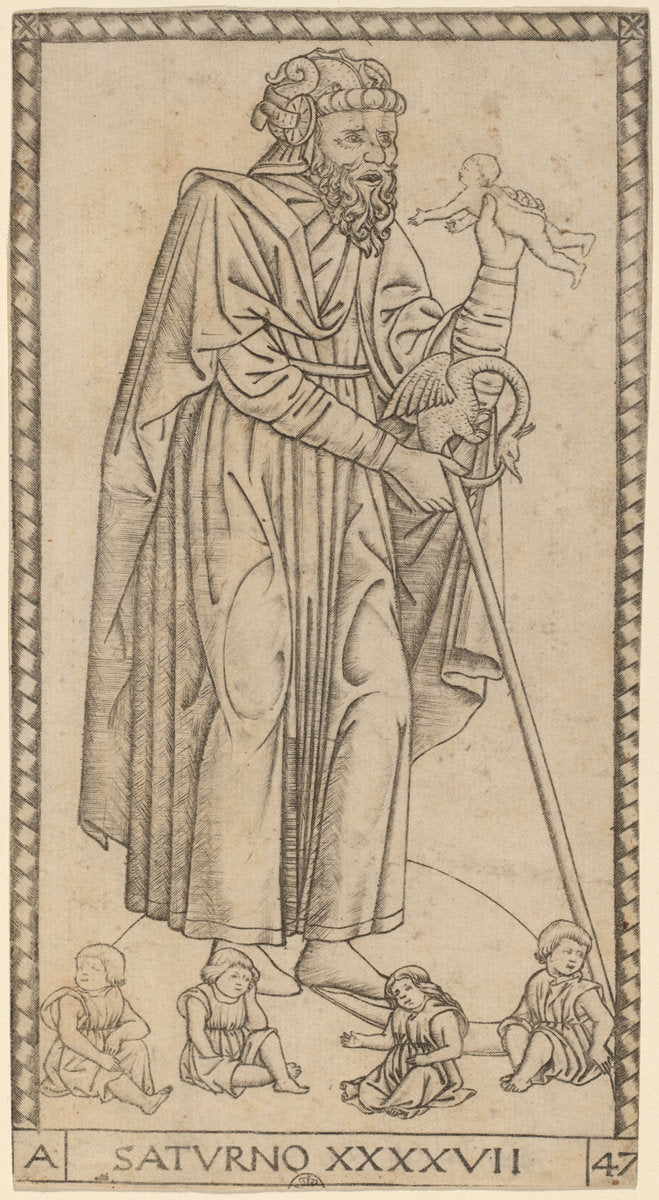 Saturno (Saturn) by Master of the S-Series Tarocchi (Italian, active c. 1470), 16X12"(A3)Poster Print