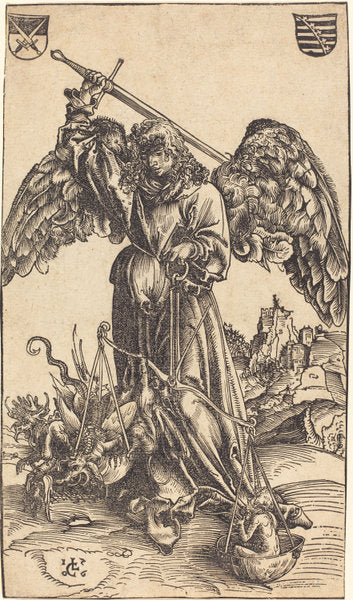 The Archangel Michael Weighing a Soul by Lucas Cranach the Elder (German, 1472 - 1553), 16X12"(A3)Poster Print