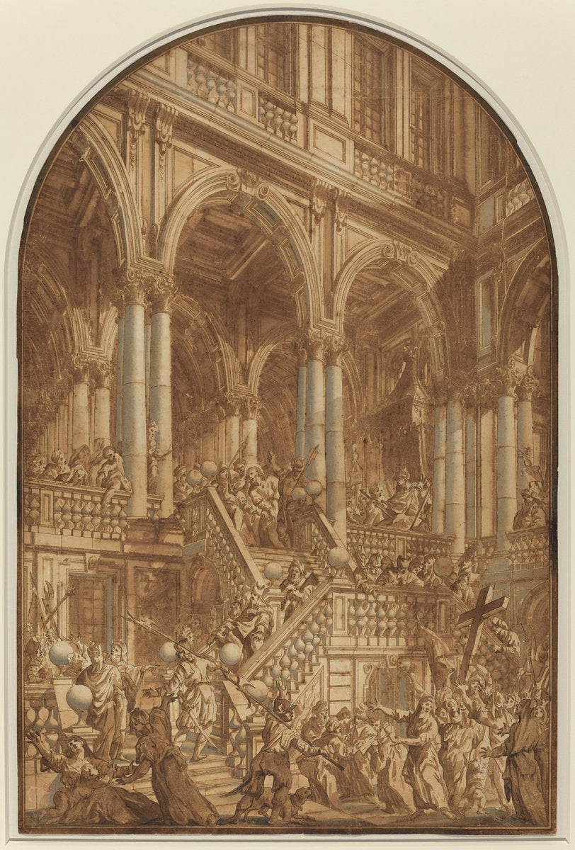 Christ Led Captive from a Palace by Giuseppe Galli Bibiena (Italian, 1696 - 1757), 16X12"(A3)Poster Print
