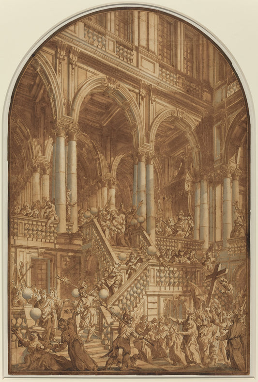Christ Led Captive from a Palace by Giuseppe Galli Bibiena (Italian, 1696 - 1757), 16X12"(A3)Poster Print