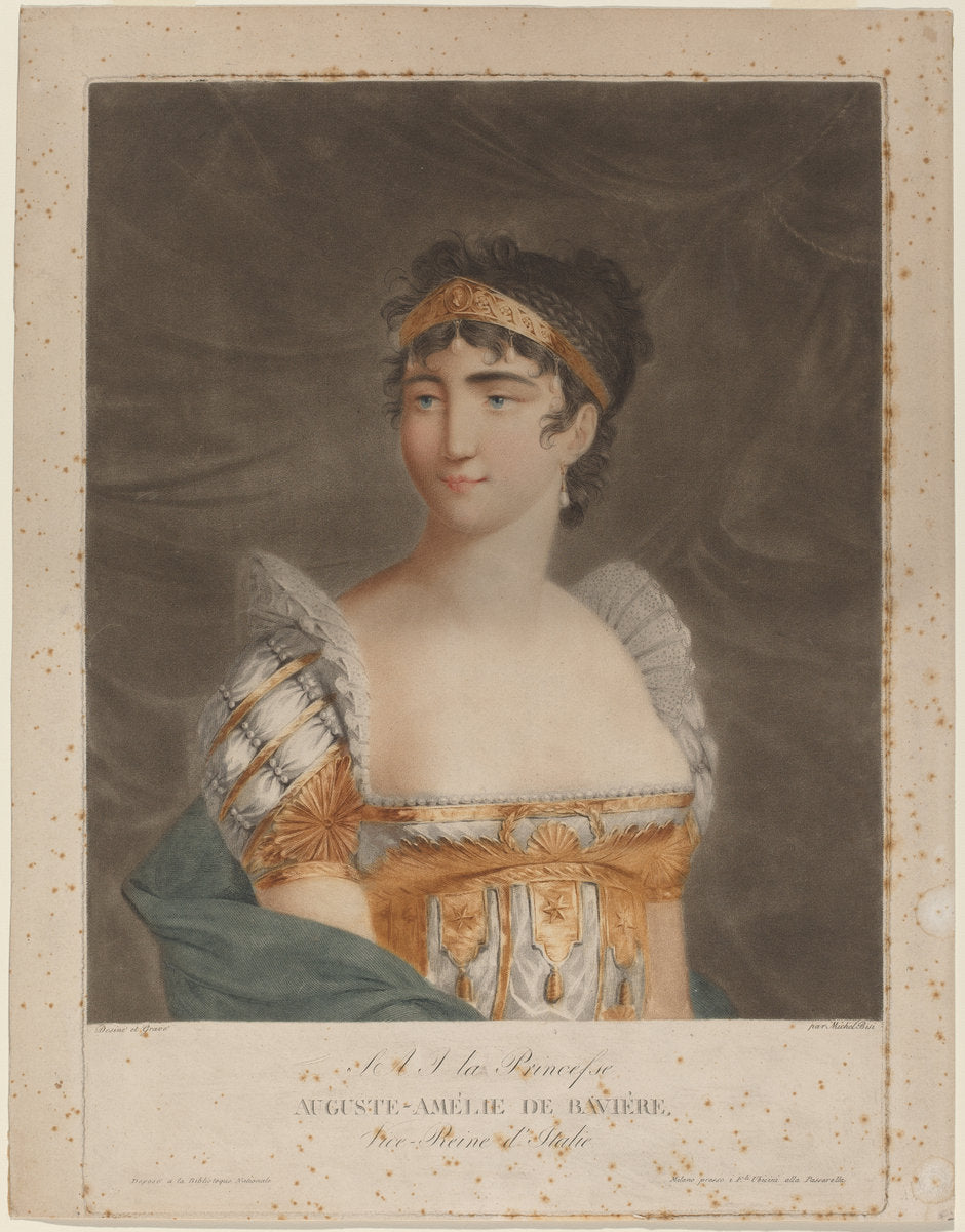 Princess Auguste Amelie of Bavaria by Michele Bisi (Italian, 1788 - 1823 or after), 16X12"(A3)Poster Print