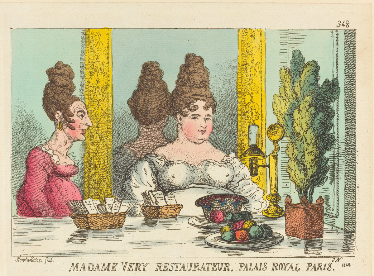 Madame Very Restaurateur, Palais Royal Paris by Thomas Rowlandson (British, 1756 - 1827), 16X12"(A3)Poster Print