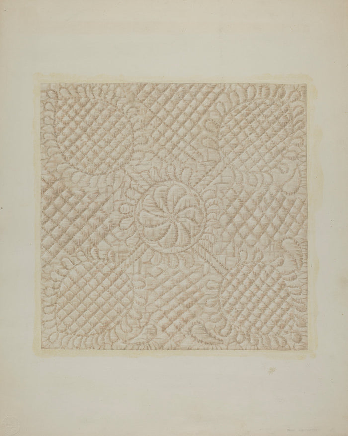 Detail of Quilt - Tulip Pattern by Fred Hassebrock (American, active c. 1935), 16X12