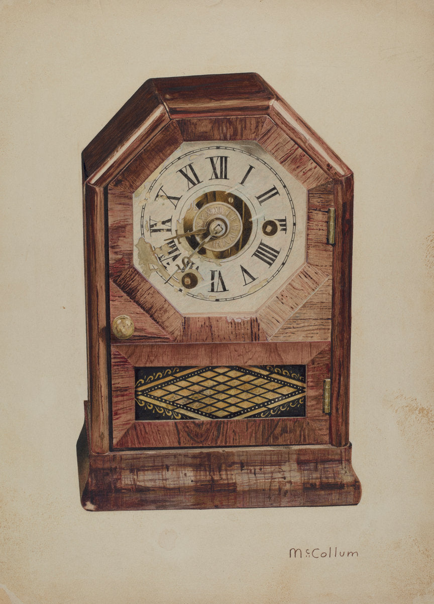Seth Thomas Clock (?) by J. Herman McCollum (American, active c. 1935), 16X12"(A3)Poster Print