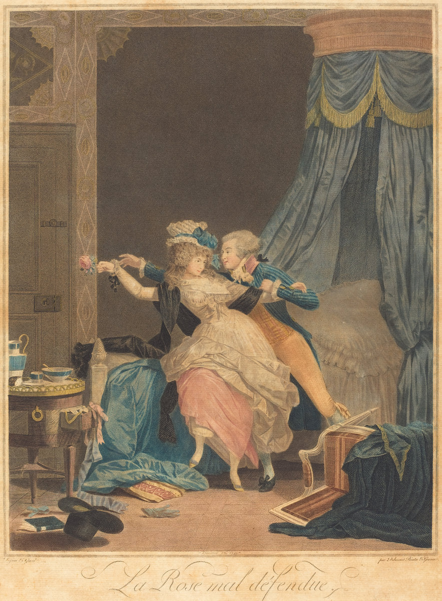 La Rose mal defendue by Philibert-Louis Debucourt (French, 1755 - 1832), 16X12"(A3)Poster Print