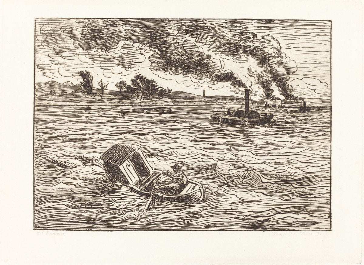 Steam Boats (Les Bateaux a vapeur) by Charles-François Daubigny (French, 1817 - 1878), 16X12"(A3)Poster Print