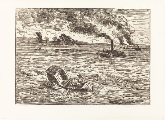 Steam Boats (Les Bateaux a vapeur) by Charles-François Daubigny (French, 1817 - 1878), 16X12"(A3)Poster Print