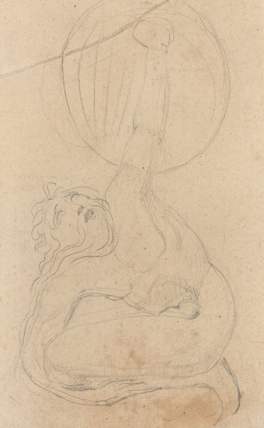 A Crouching Figure Holding a Shield [verso] by William Blake (British, 1757 - 1827), 16X12"(A3)Poster Print